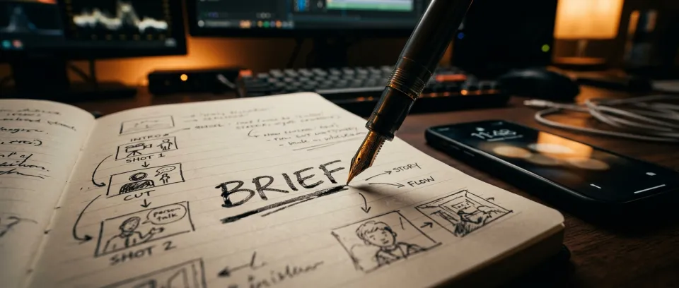 Close-up of project notes in a notebook