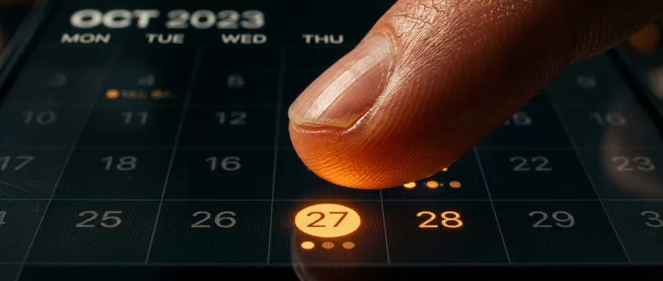 Close-up of picking a date in a calendar