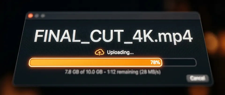 Close-up of the play button on a finished video